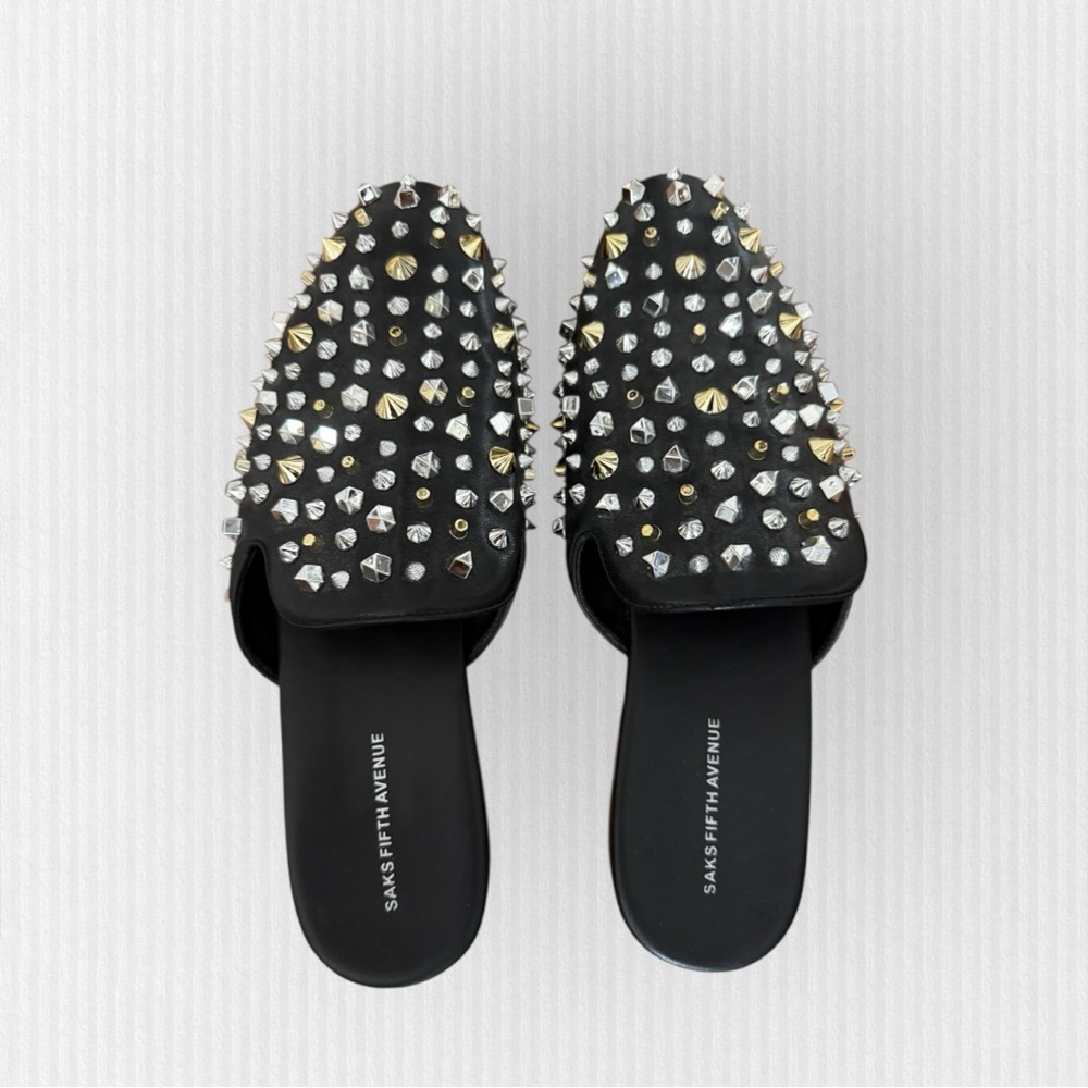 Saks Fifth Avenue Black Studded Men's Mules size 13